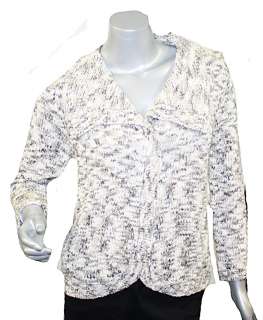 Jones New York Gray/Ivory/Silver Shawl Collar Womens Cardigan Sweater 