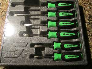 Snap On Tools 6pc Green Soft Handle Screwdriver Set 6 pc. New 