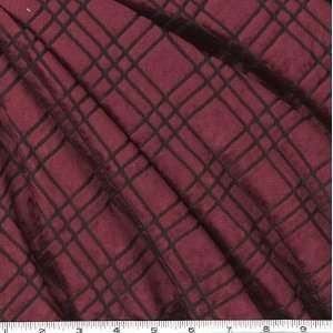  60 Wide Stretch Velvet Burnout Plaid Burgundy Fabric By 