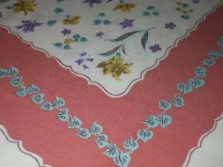 Vintage Simtex Cotton Tablecloth~Pretty Flowers  