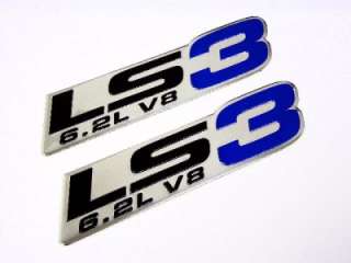GM CHEVY CHEVROLET LS3 6.2L V8 ENGINE EMBLEMS BADGE CHROME SILVER 