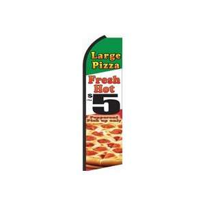  LARGE PIZZA Fresh Hot $5 Feather Banner Flag (11.5 x 3 