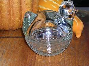   ANCHOR HOCKING HEN on NEST Covered Dish GLASS CURIOS CHICKEN ROOSTER
