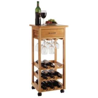 New Small Rolling Kitchen Island Storage Cart Wine Rack  
