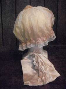 Antique victorian silk mop cap and small bonnet  