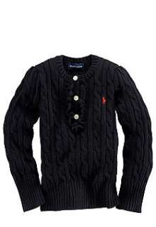 Ralph Lauren Childrenswear Classic Cable Henley Sweater Toddler Girls
