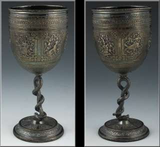 19th Century Anglo Indian Goblet with Figural Serpent Stem  