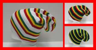 Knitted 12 Long Oversized Slouch Rasta Jamaican Beanie Cap Hat White 