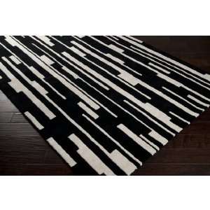  8 x 11 Vera Lorie Black and White Wool Area Throw Rug 
