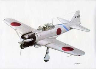 SIGNED AIRPLANE PRINT THE MITSUBISHI A6M2  