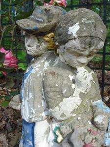   Girl Cement Garden Statue Fountain Shabby Chippy Romantic Chic  