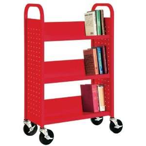    Single Sided Sloped Shelf Book Cart, 3 shelves