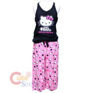 Sanrio Hello Kitty PJ Set Sleepwear Top Capri Pink Pant 2