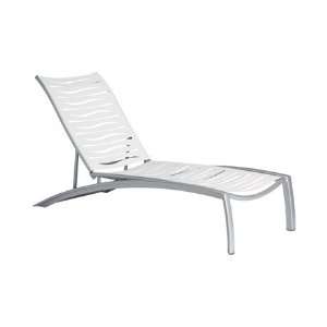   Wave Segment Aluminum Strap Side Chaise Lounge Smooth Parchment Finish
