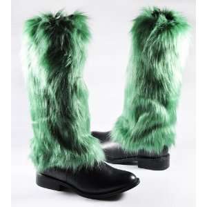   Animal Furry Faux Fur LEG Warmers LF38 Green Wolf 