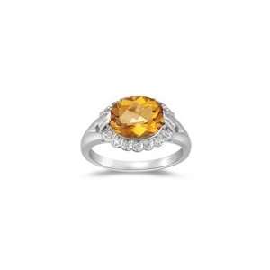 Citrine Ring   0.07 Cts Diamond and Citrine Fashion Ring in 14K White 