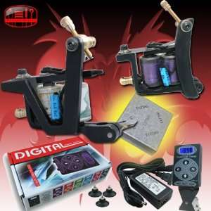  PRO Top 2 PCS Tattoo Machine + Digital Power Supply Kit 