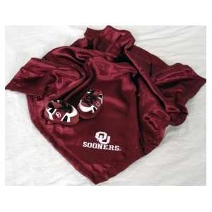    Oklahoma Sooners Baby Blanket and Slippers 