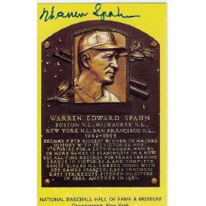 Warren Spahn Autographed Hall Of Fame Plaque   Framed MLB 