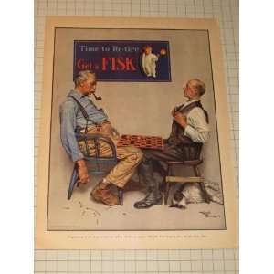   Fisk Tire Ad   Game of Checkers with Sleeping Dog 