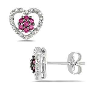  Sterling Silver Created Pink Sapphire Black Spinel and 