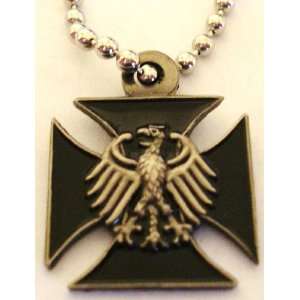  German Eagle IRON CROSS Military Army Pendant Necklace 