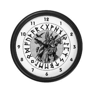  Odin Rune Shield Witchcraft Wall Clock by  