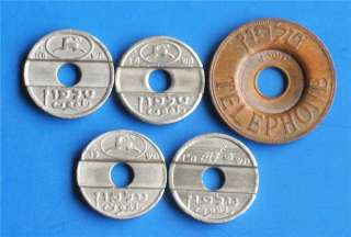 Complete Israel Asimon Coins Set 5 Public Phone Tokens  