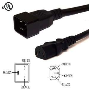   to C13 Power Cord, 1 Foot   15A, 250V, 14/3 SJT Wire