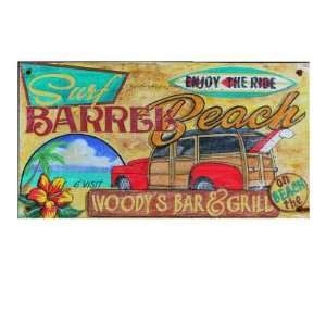   Surf Woodys Bar and Grill Vintage Style Wooden Sign