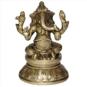  Ganesha Statues Sitting Posture Brass Figurine 2.25 x 2 x 