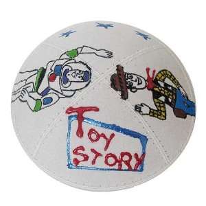  Hand Painted Suede Kippah   Toy Story 