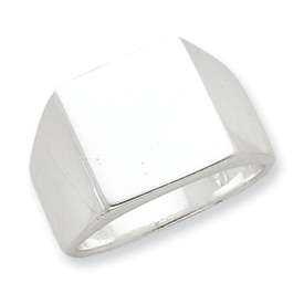 New Sterling Silver Square Solid Back Signet Mens Ring  
