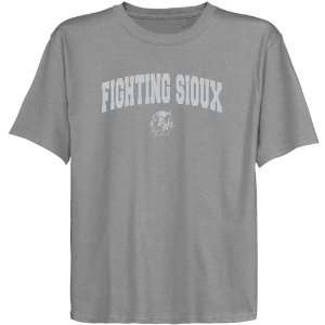  N. Dakota Fighting Sioux Youth Ash Logo Arch T shirt 