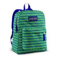 JanSport SuperBreak Backpack Bookbag Blue/Green Stripes  