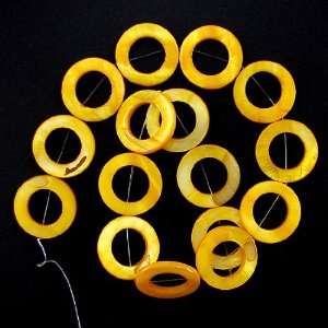  25mm yellow shell donut beads 16 strand