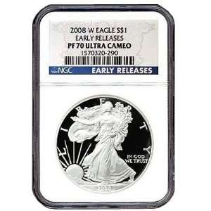  2008 Silver American Eagle PF70UC Early Release Sports 