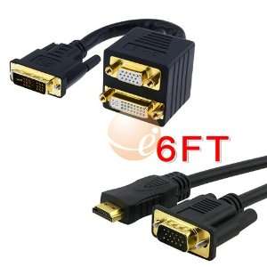  VGA F / M Splitter + Premium 6 FT VGA to HDMI Cable M/M Electronics