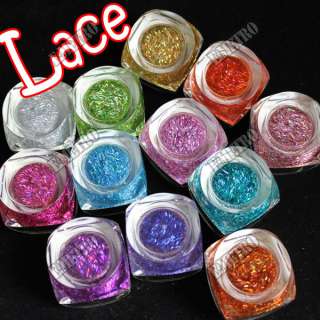 12 Color UV Gel with Shimmer Lace for Nail Art Manicure  