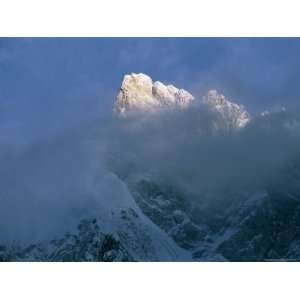 The Karakoram Ranges Cloud Shrouded K6 at Sunset Stretched 