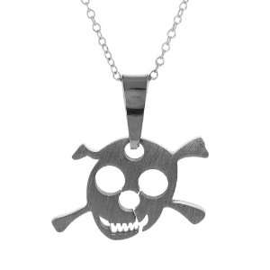   Steel Gothic Pirate Skull Sturdy 18 Inch Cable Chain Necklace Jewelry