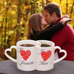  Personalized Heart Mugs   Set of 2