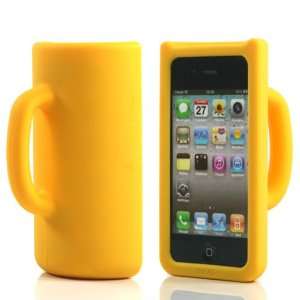 Yellow / 3d Cute Mug / Cup Silicone Protective Case Cover for iPhone 4 
