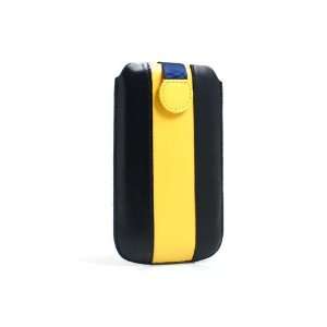  System S Yellow black Leather Sleeve Case for Smartphone 