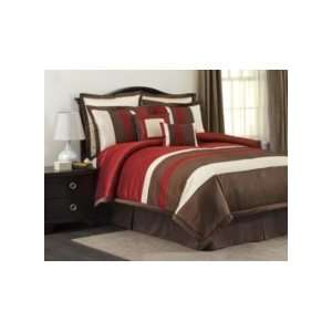  Lush D Cor Modern Stripe Red 8pc Comforter Set King