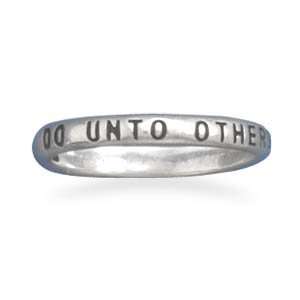  Oxidized Do Unto Others Sterling Silver Band Ring, 8 