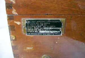 Sextant Aircraft Periscope, Original Wooden Box  
