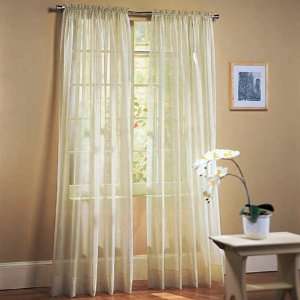   6pc Beige Solid Sheer Window Panel Brand New Curtain
