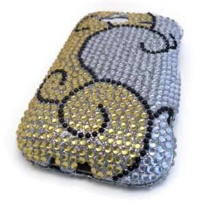  HTC Wildfire S Silver Yellow Spiral Cute Bling Gem Jewel 