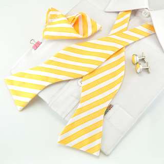 modern colorful stripes tie woven silk bowtie set new  